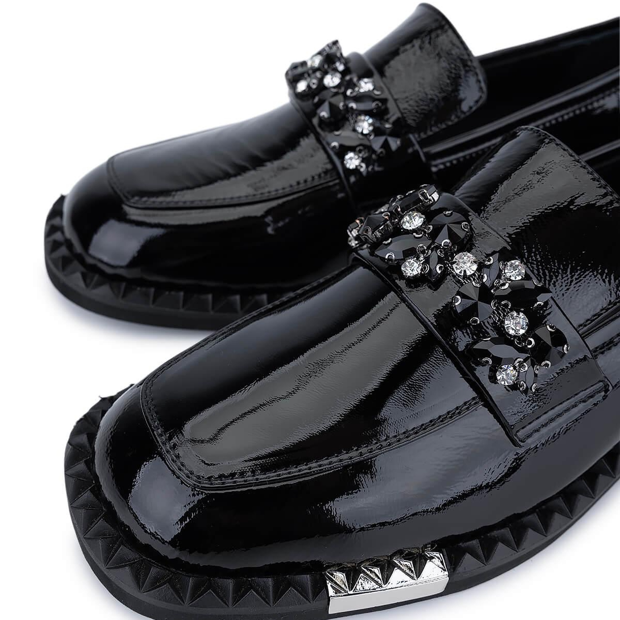 Tamer Tanca Kadın Hakiki Deri Siyah Rugan Loafer Ayakkabı