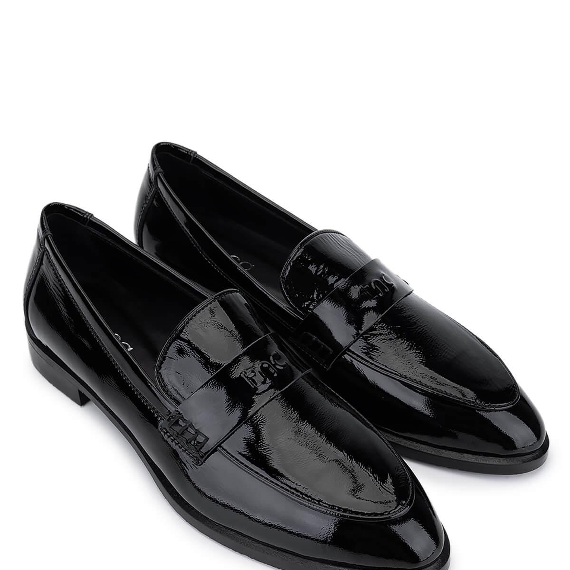 Tamer Tanca Kadın Hakiki Deri Siyah Rugan Loafer Ayakkabı