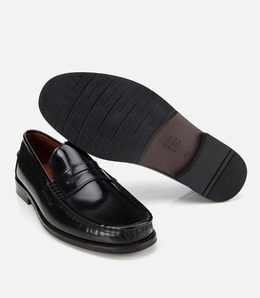  Erkek Açma Deri Siyah Klasik Loafer