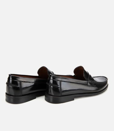 Erkek Açma Deri Siyah Klasik Loafer