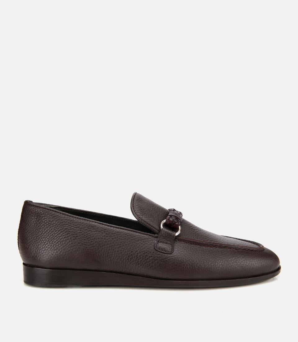  Erkek Deri Kahverengi Toka Detaylı Klasik Loafer