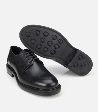  Erkek Deri Siyah Rahat Tabanlı Klasik Ayakkabı