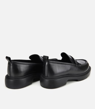  Erkek Deri Siyah Yüksek Tabanlı Klasik Loafer