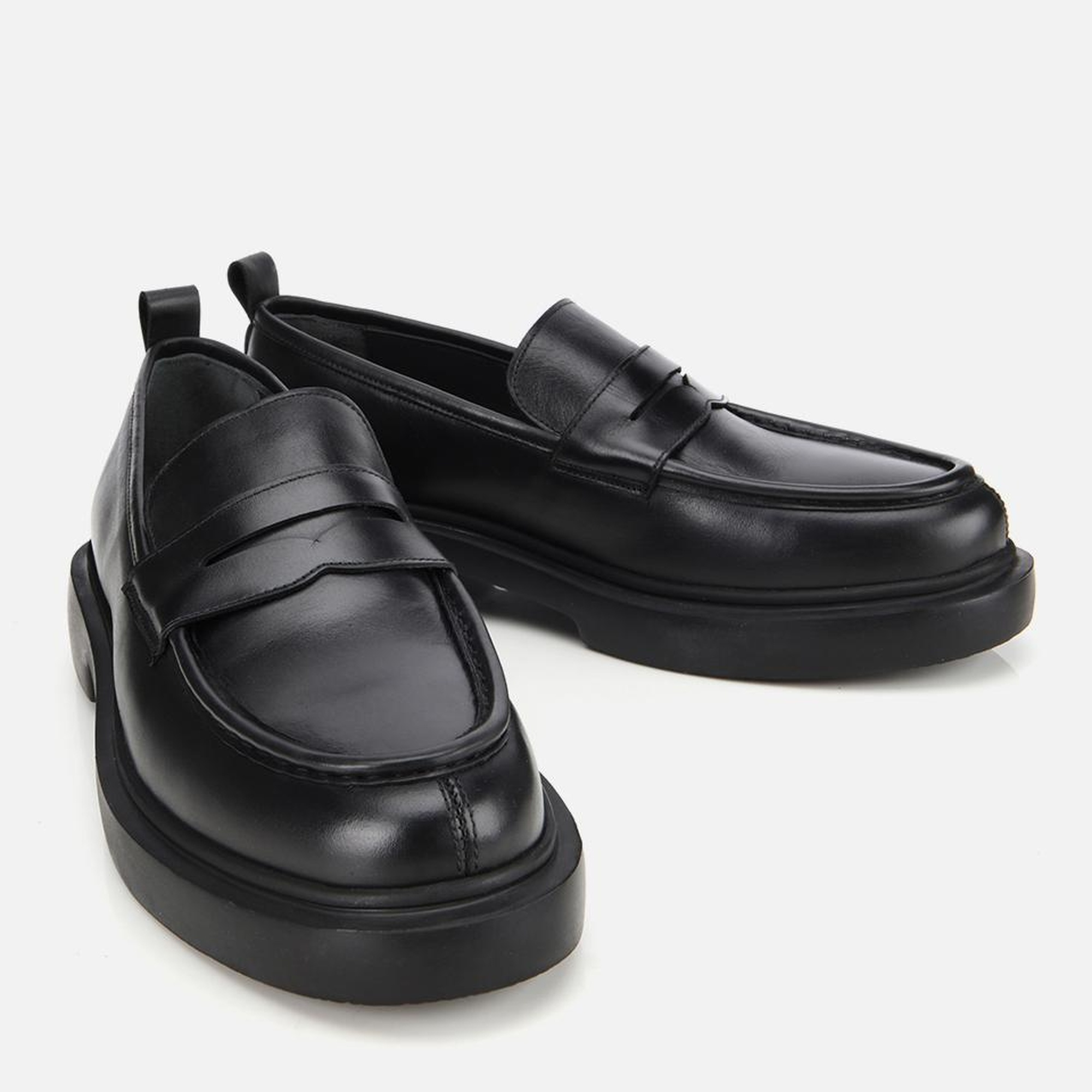 Erkek Deri Siyah Yüksek Tabanlı Klasik Loafer