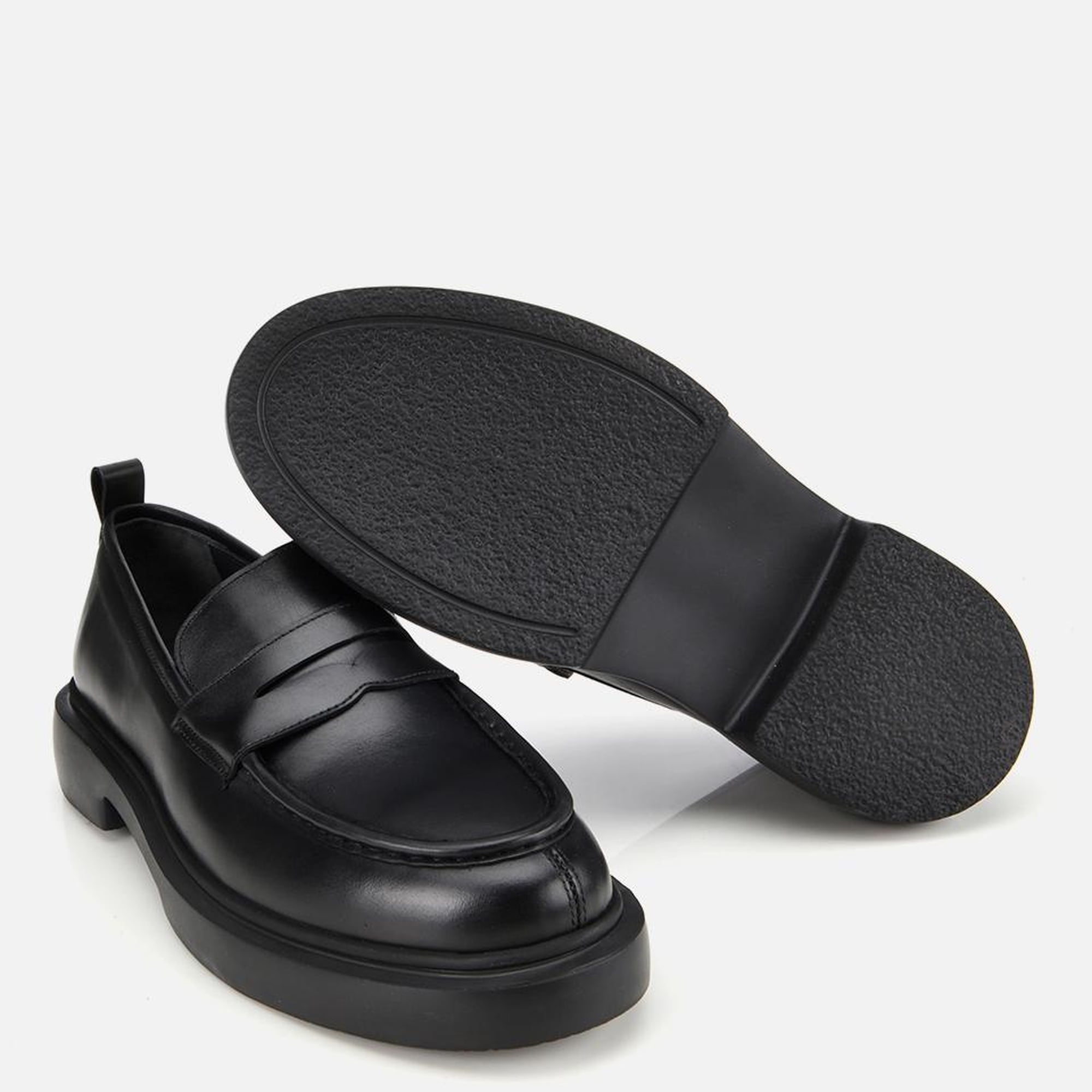 Erkek Deri Siyah Yüksek Tabanlı Klasik Loafer