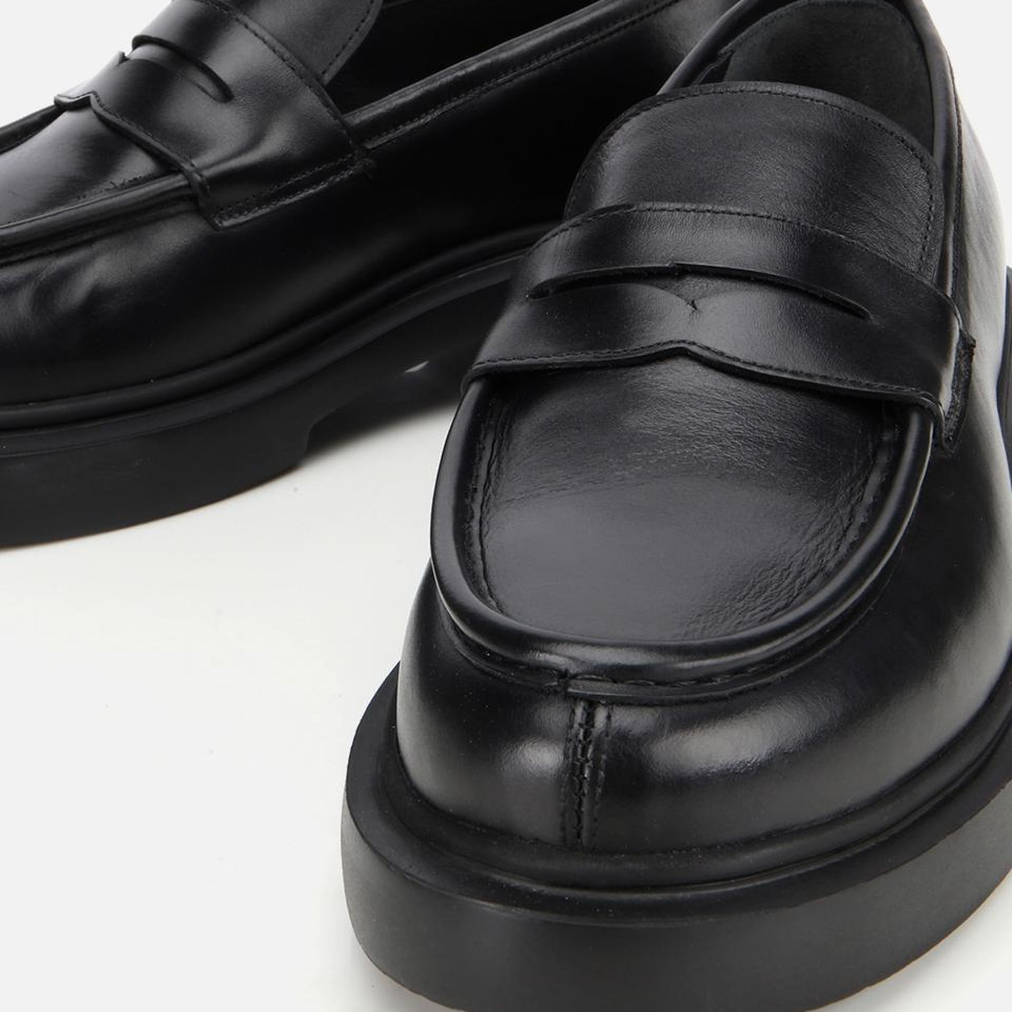 Erkek Deri Siyah Yüksek Tabanlı Klasik Loafer