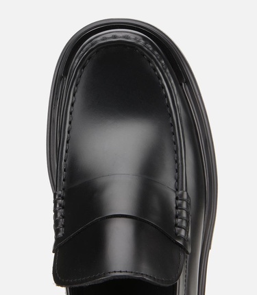  Erkek Deri Siyah Yüksek Tabanlı Klasik Loafer