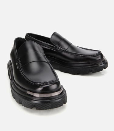  Erkek Deri Siyah Yüksek Tabanlı Klasik Loafer