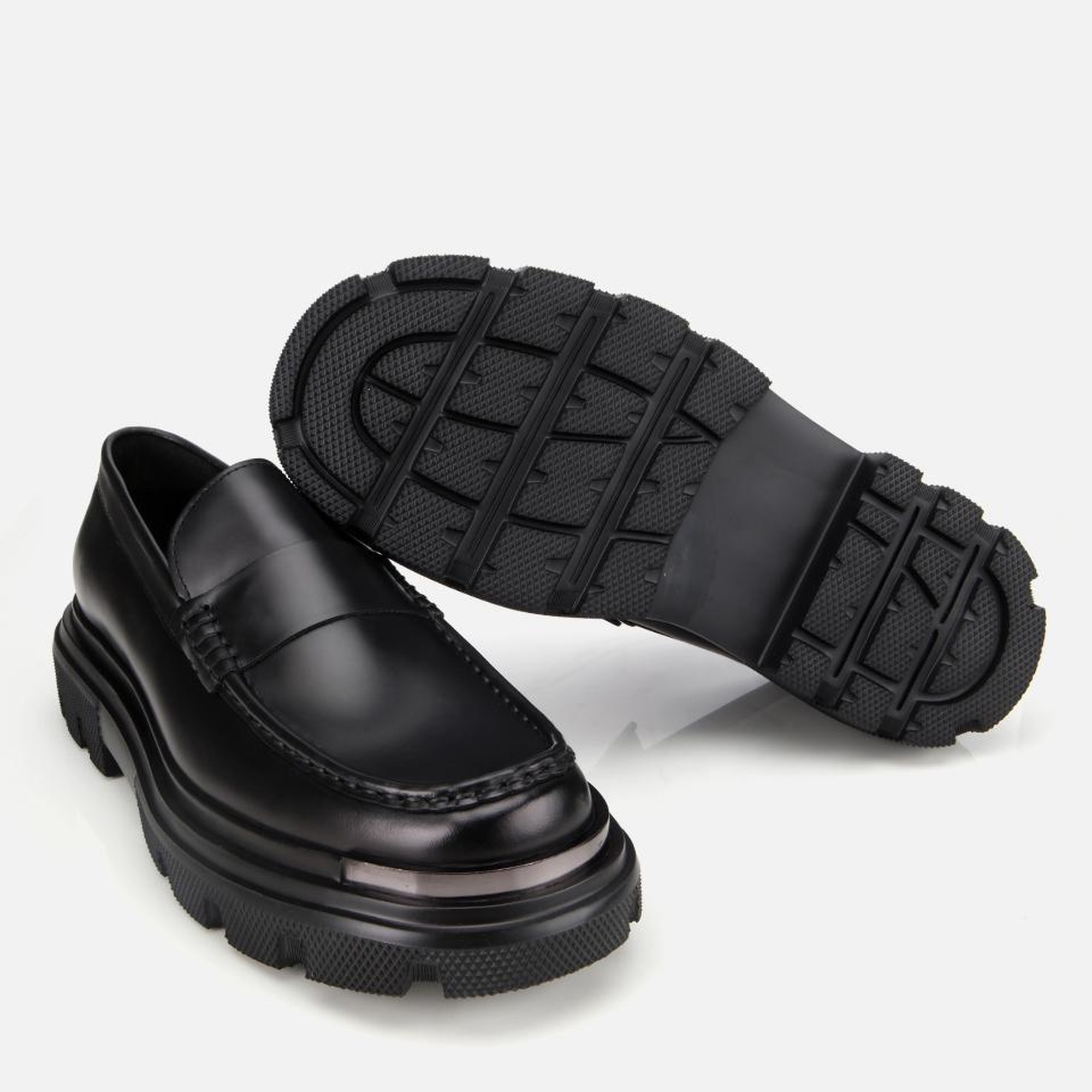 Erkek Deri Siyah Yüksek Tabanlı Klasik Loafer