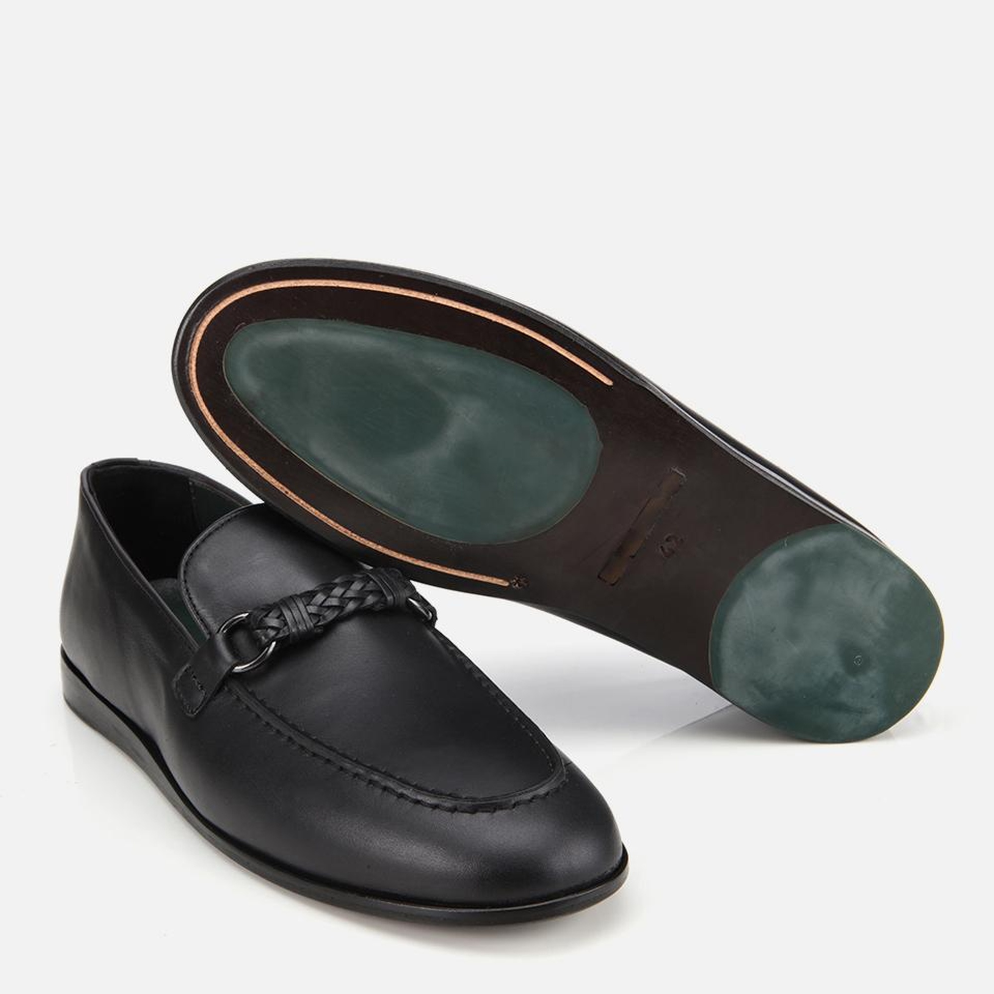 Erkek Deri Siyah Toka Detaylı Klasik Loafer