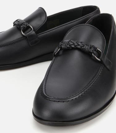  Erkek Deri Siyah Toka Detaylı Klasik Loafer