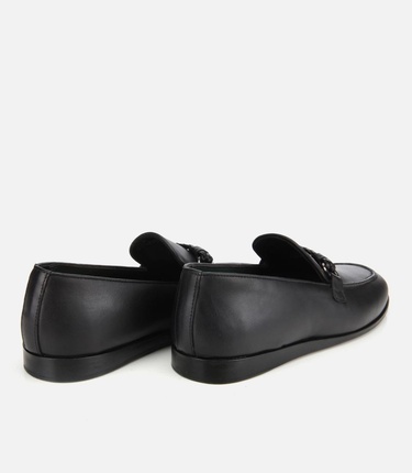  Erkek Deri Siyah Toka Detaylı Klasik Loafer