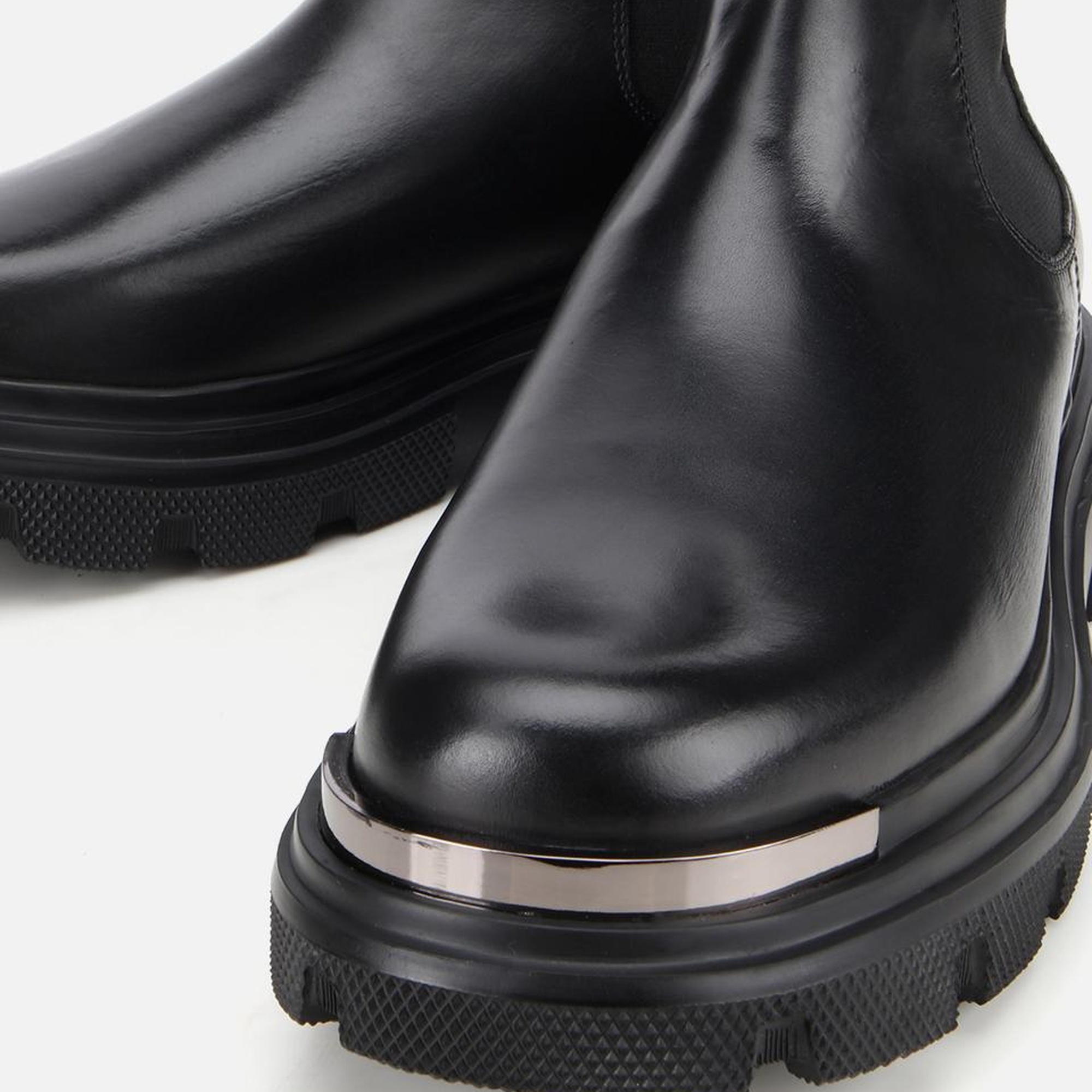 Erkek Deri Siyah Lastik Detaylı Yüksek Tabanlı Chelsea Bot