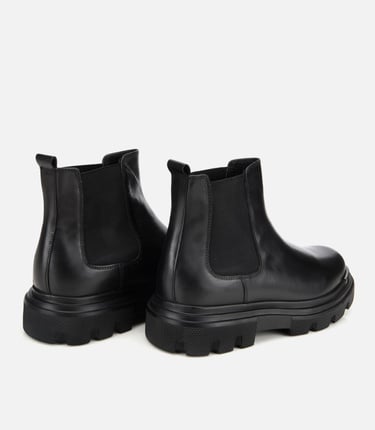  Erkek Deri Siyah Lastik Detaylı Yüksek Tabanlı Chelsea Bot