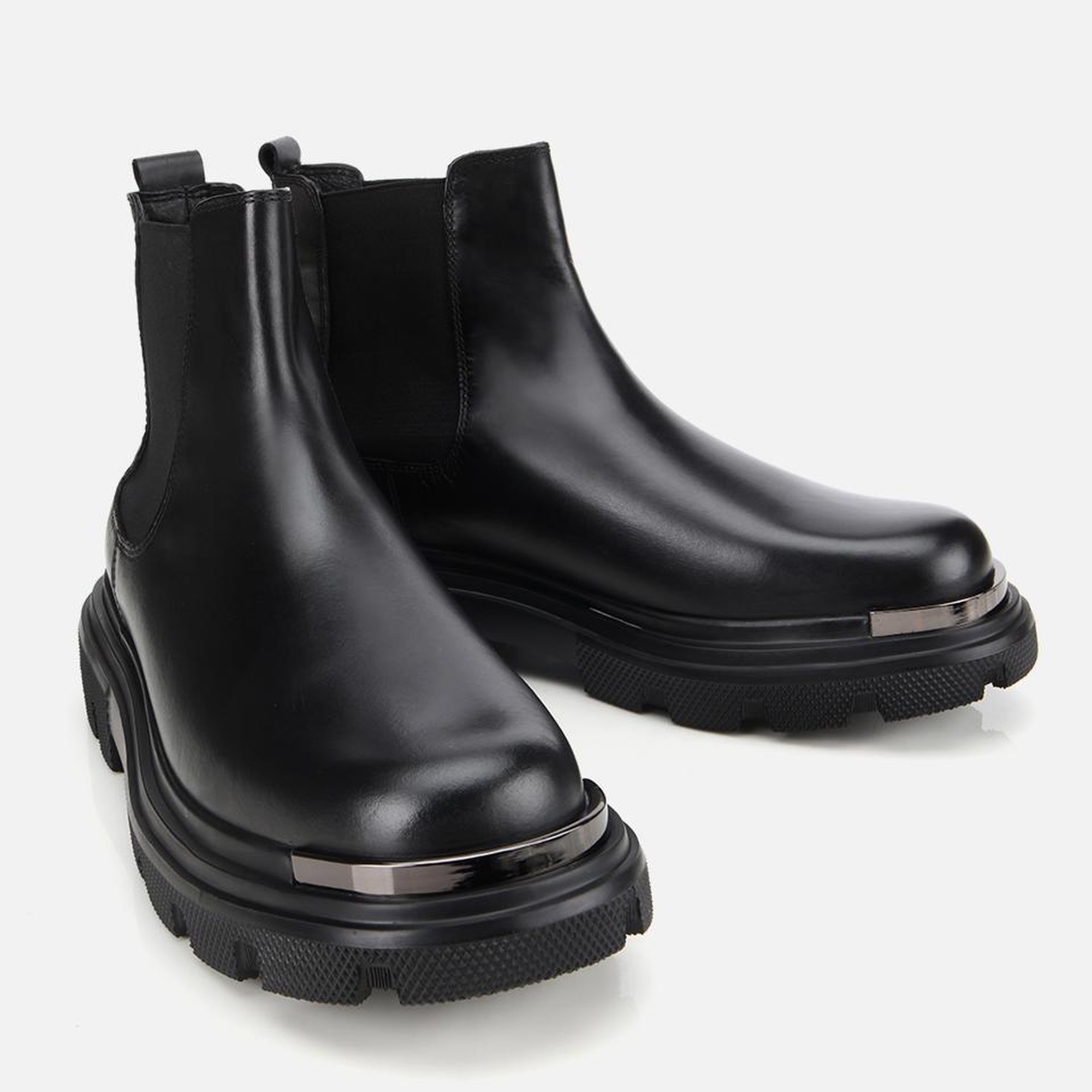 Erkek Deri Siyah Lastik Detaylı Yüksek Tabanlı Chelsea Bot