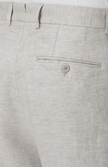  Network Erkek Bej Keten Comfort Fit Pantolon