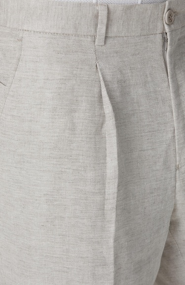  Network Erkek Bej Keten Comfort Fit Pantolon