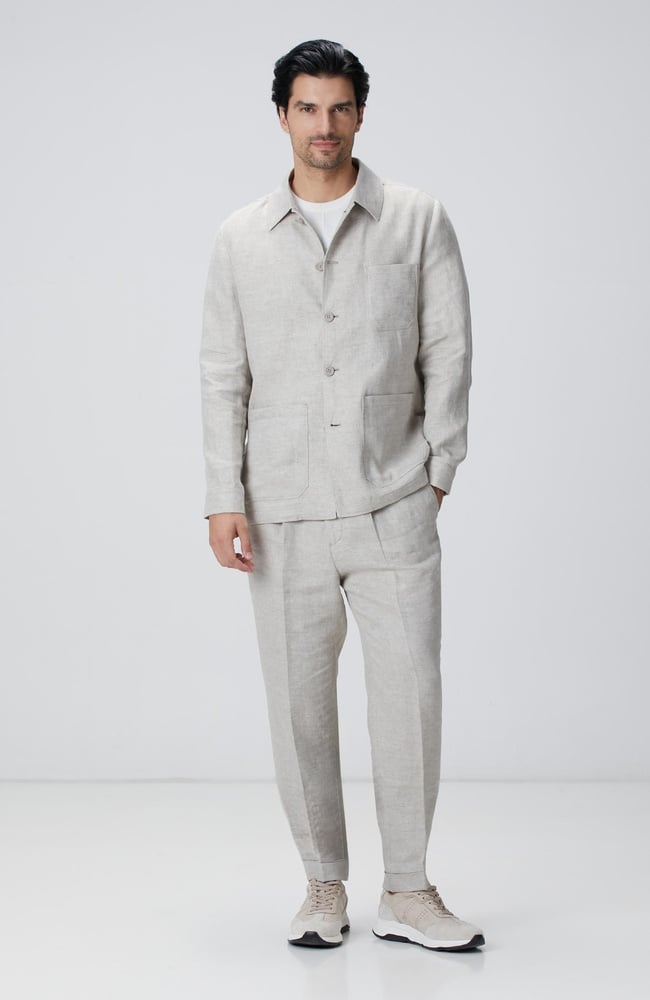  Network Erkek Bej Keten Comfort Fit Pantolon