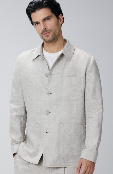  Network Erkek Bej Keten Ceket