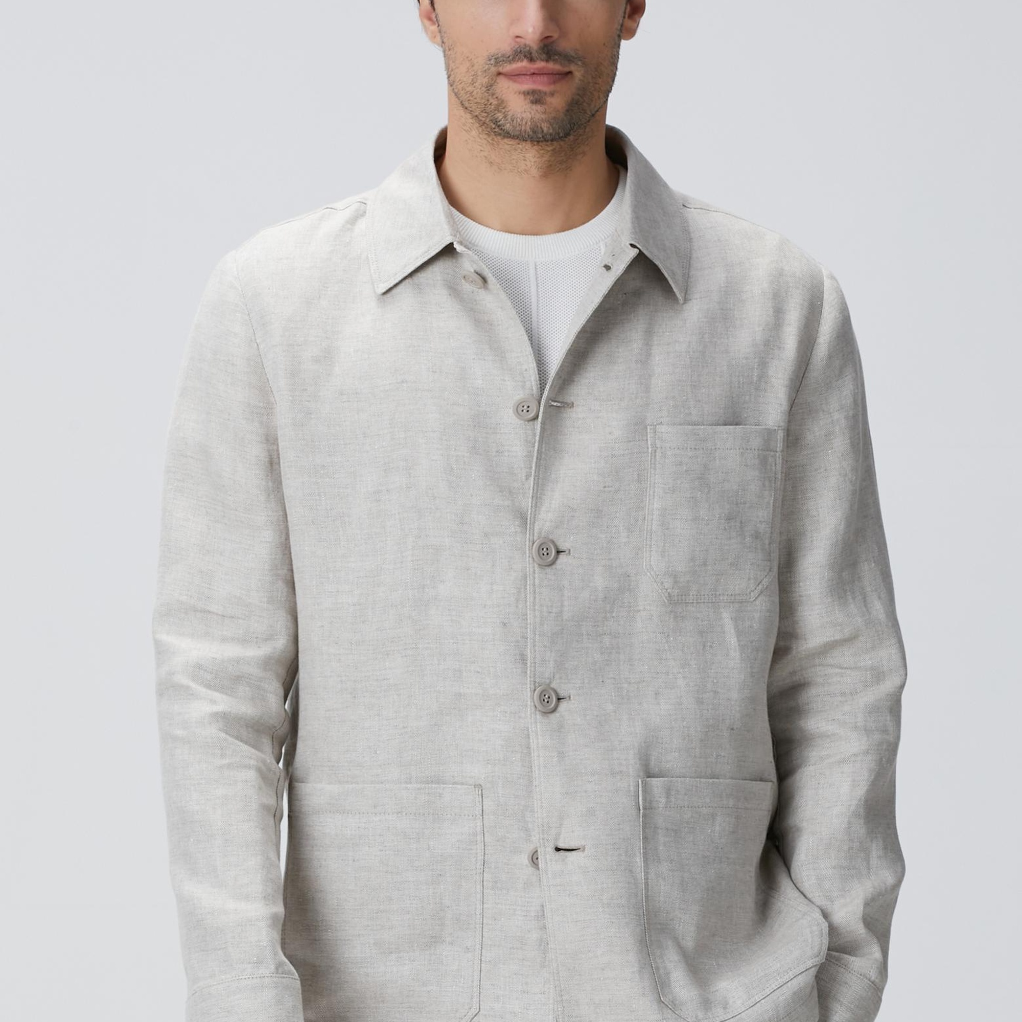 Network Erkek Bej Keten Ceket