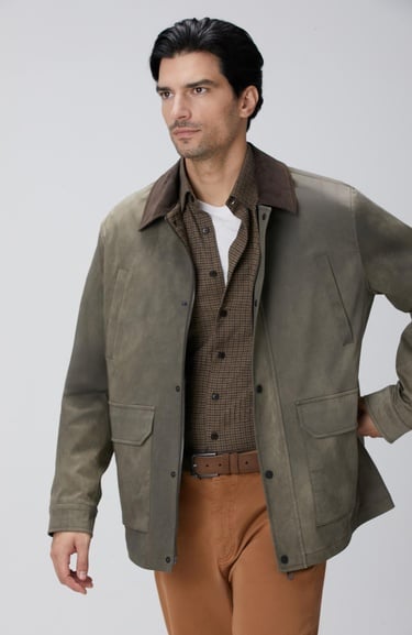  Network Erkek Haki Batik Desenli Coat Ceket