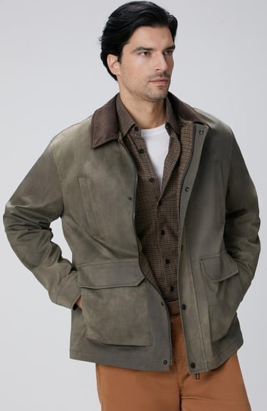  Network Erkek Haki Batik Desenli Coat Ceket