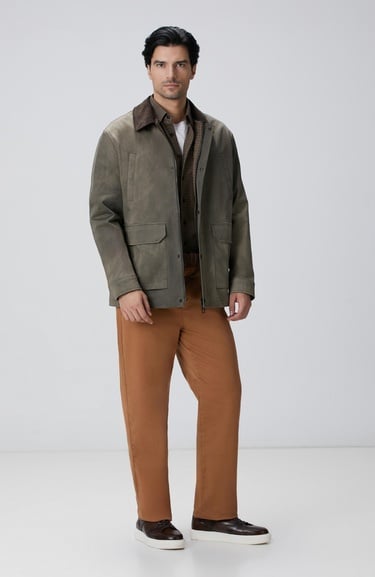  Network Erkek Haki Batik Desenli Coat Ceket