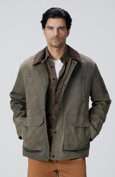  Network Erkek Haki Batik Desenli Coat Ceket