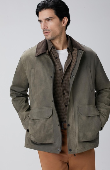  Network Erkek Haki Batik Desenli Coat Ceket