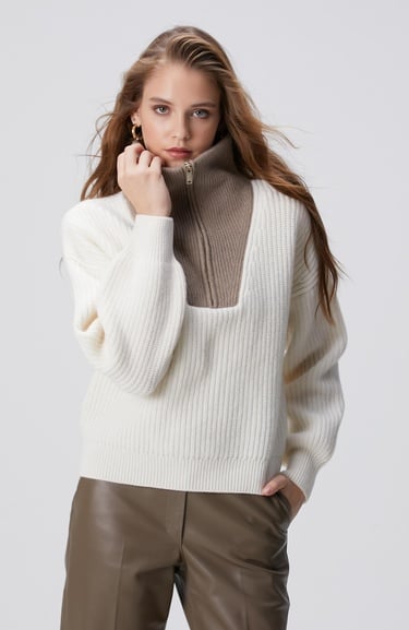  Network Kadın Limited Kırık Beyaz Yün Kazak