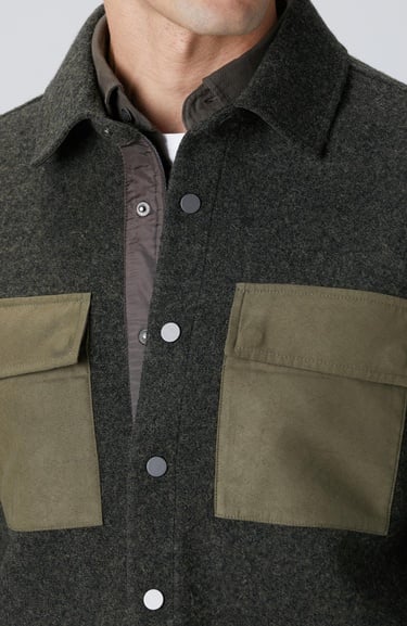  Network Erkek Haki Yün Karışımlı Dış Gömlek
