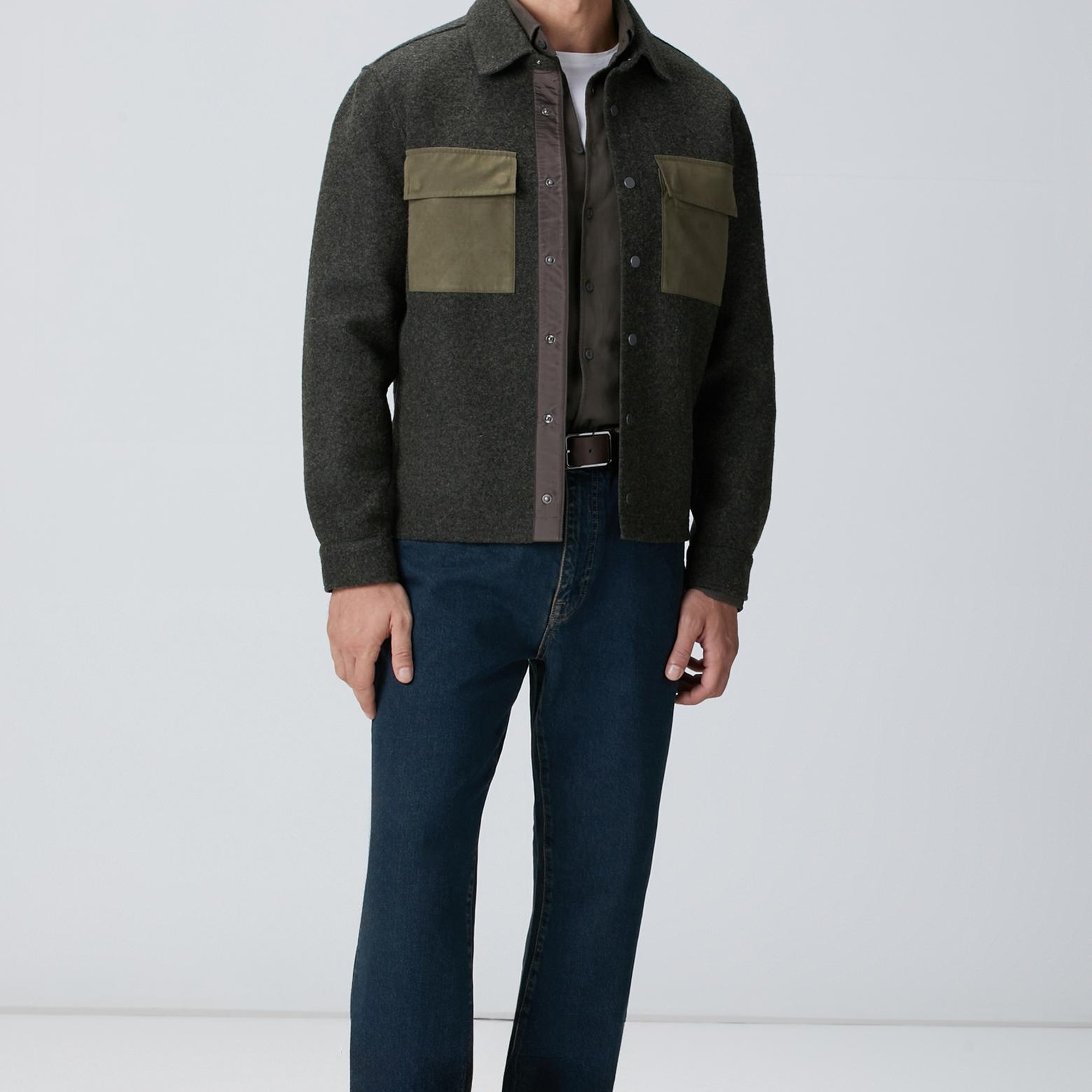 Network Erkek Haki Yün Karışımlı Dış Gömlek