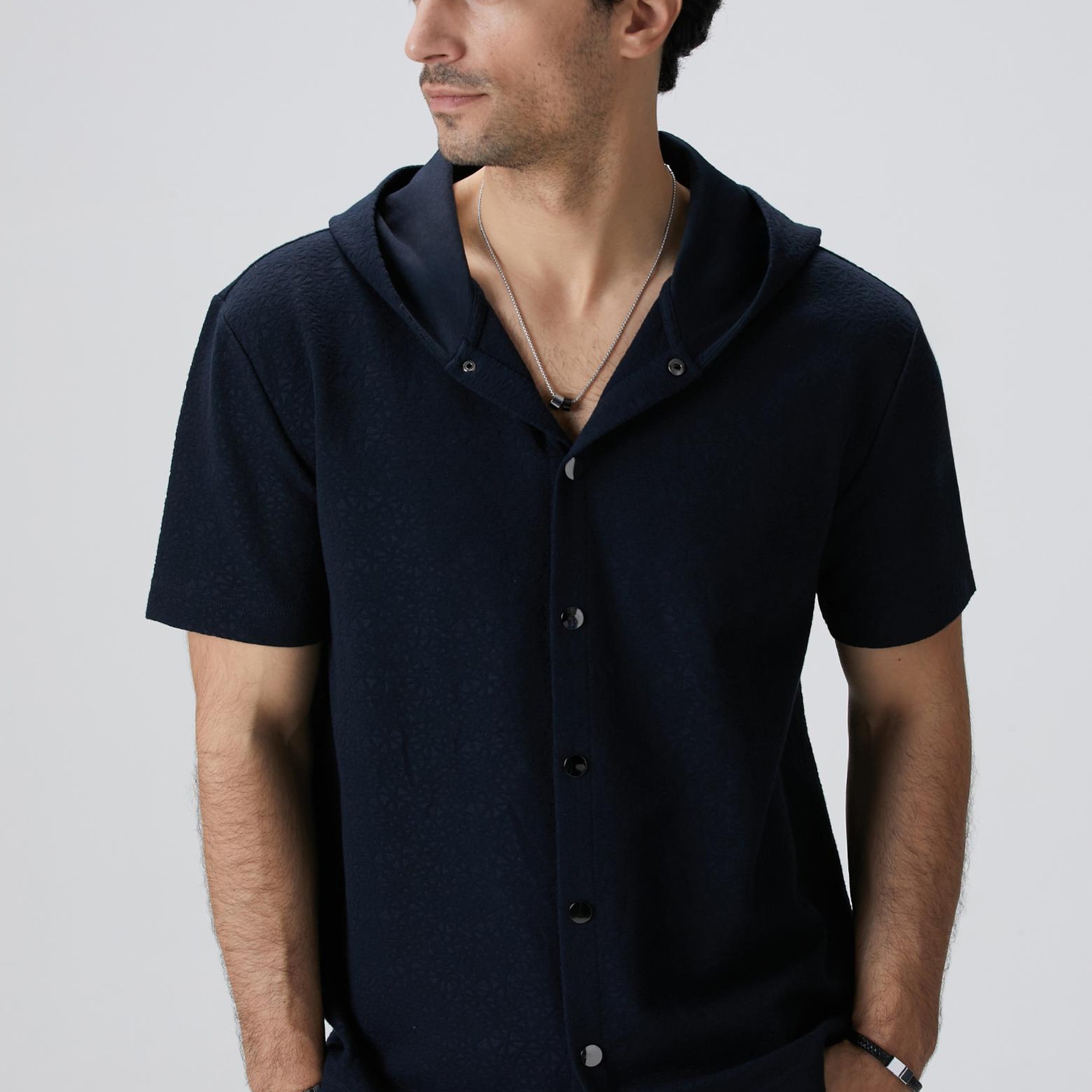 Network Erkek Siyah Jakarlı Gömlek