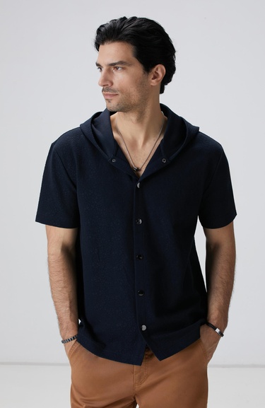  Network Erkek Siyah Jakarlı Gömlek