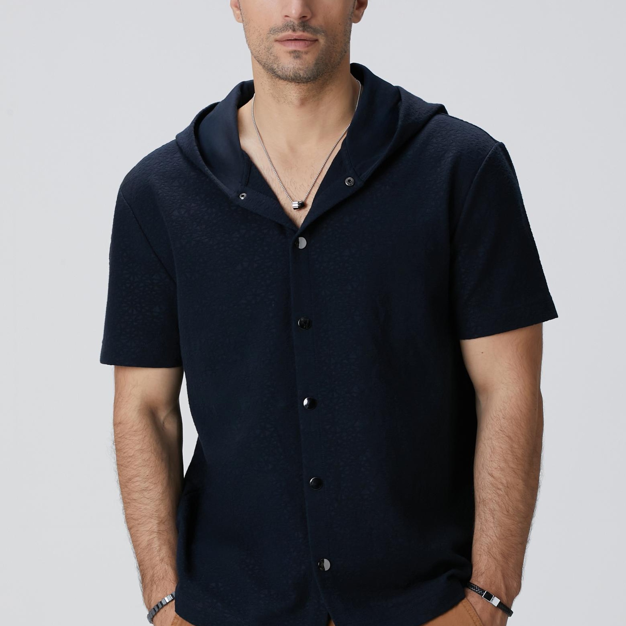 Network Erkek Siyah Jakarlı Gömlek