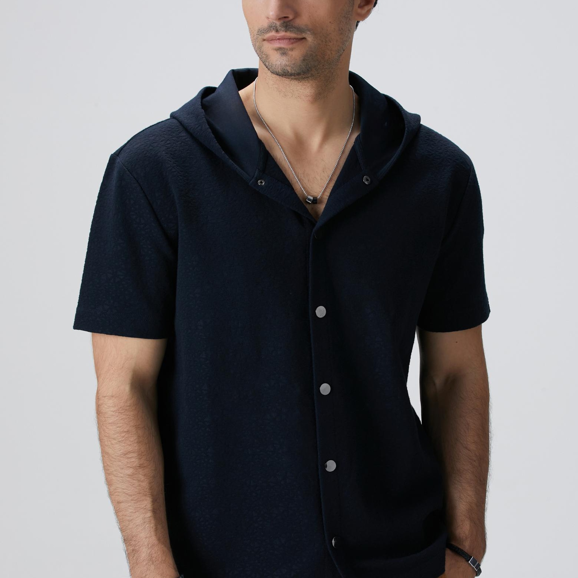 Network Erkek Siyah Jakarlı Gömlek