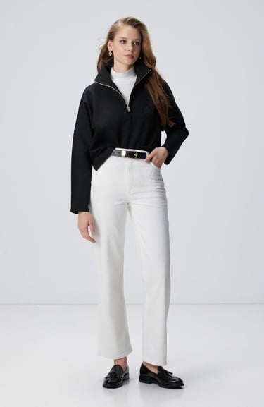  Network Kadın Siyah Patchli Sweatshirt