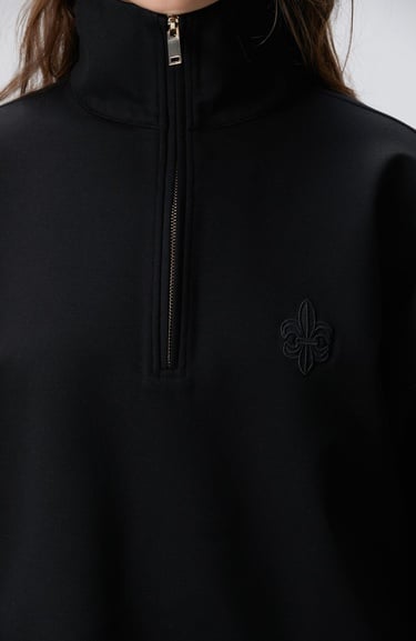  Network Kadın Siyah Patchli Sweatshirt