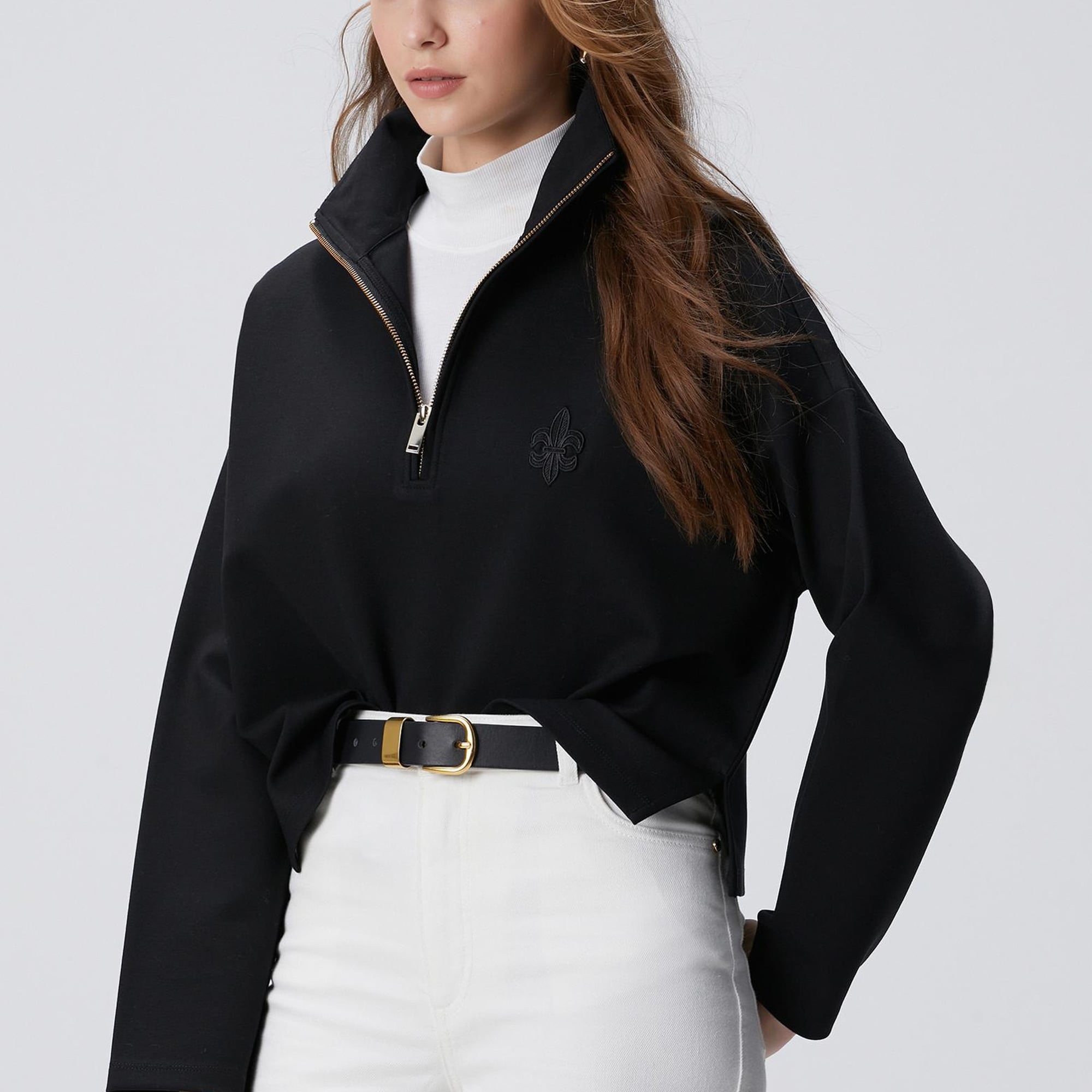 Network Kadın Siyah Patchli Sweatshirt