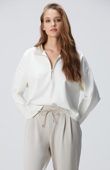  Network Kadın N-Tech Kırık Beyaz Sweatshirt