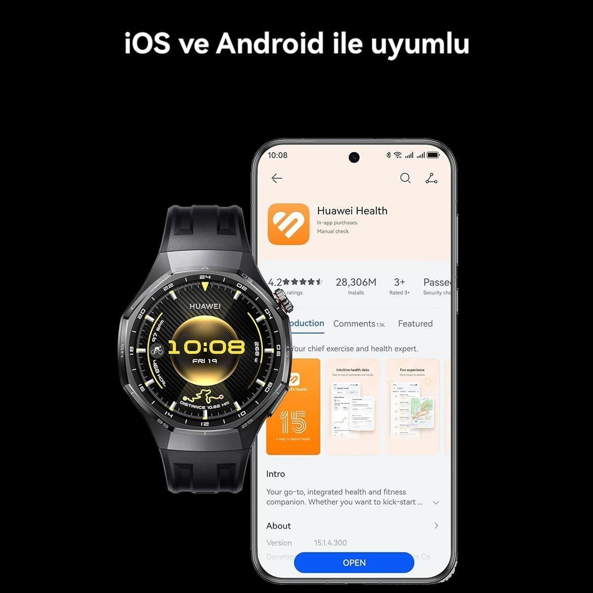 Huawei Watch GT 6 Pro 46 MM - Siyah Atum B29F