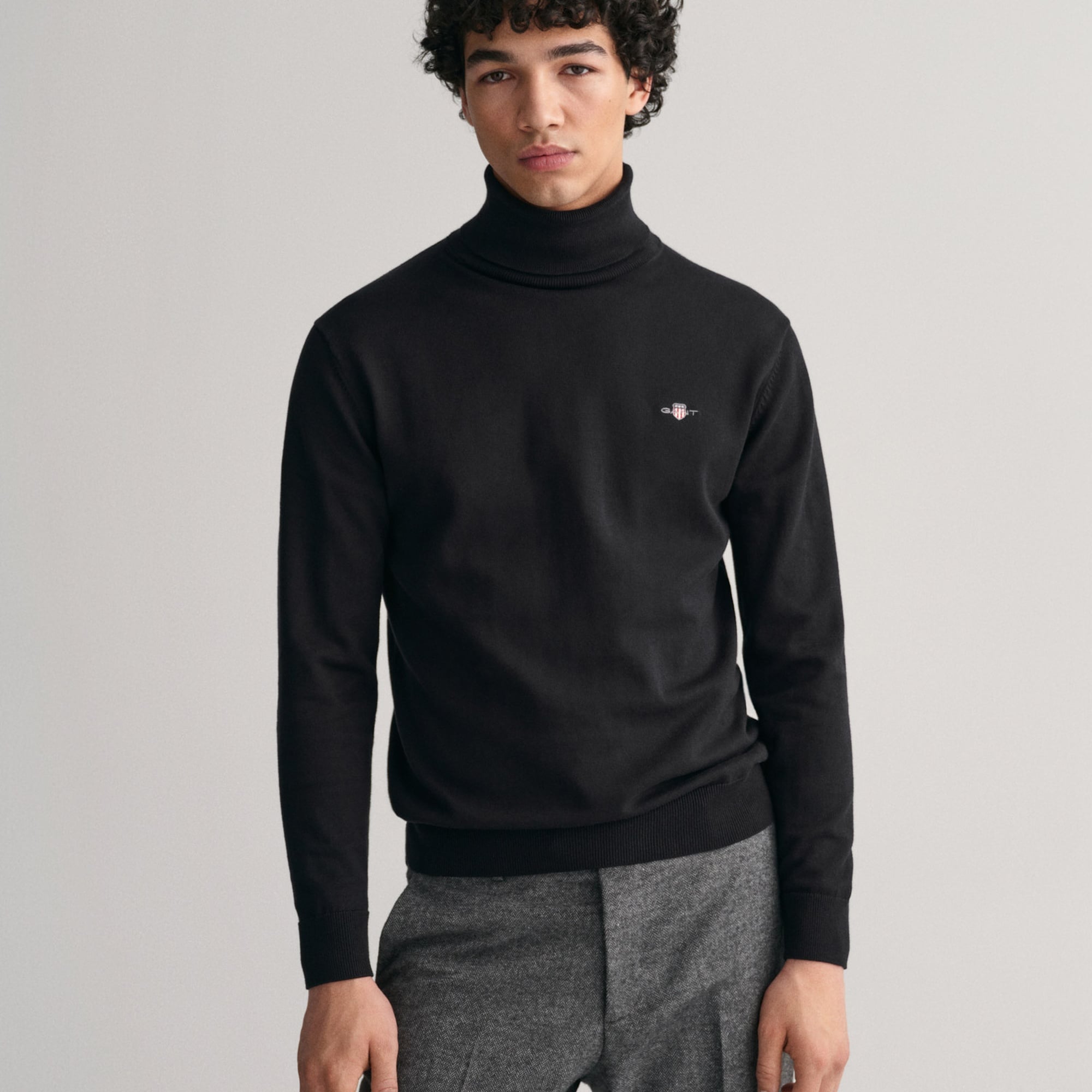 GANT Erkek Siyah Regular Fit Boğazlı Yaka Kazak