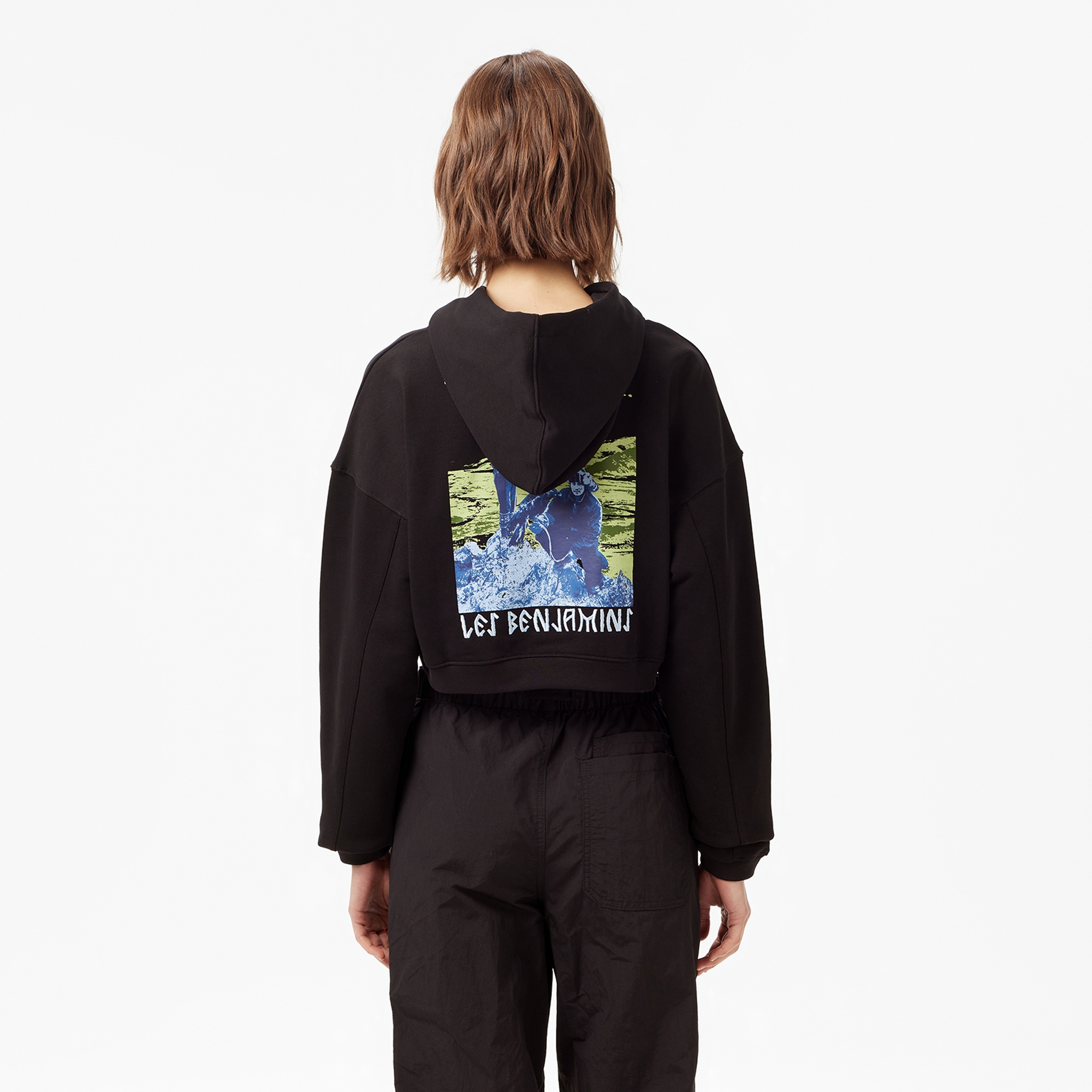 Les Benjamins Crop 007 Kadın Siyah Sweatshirt