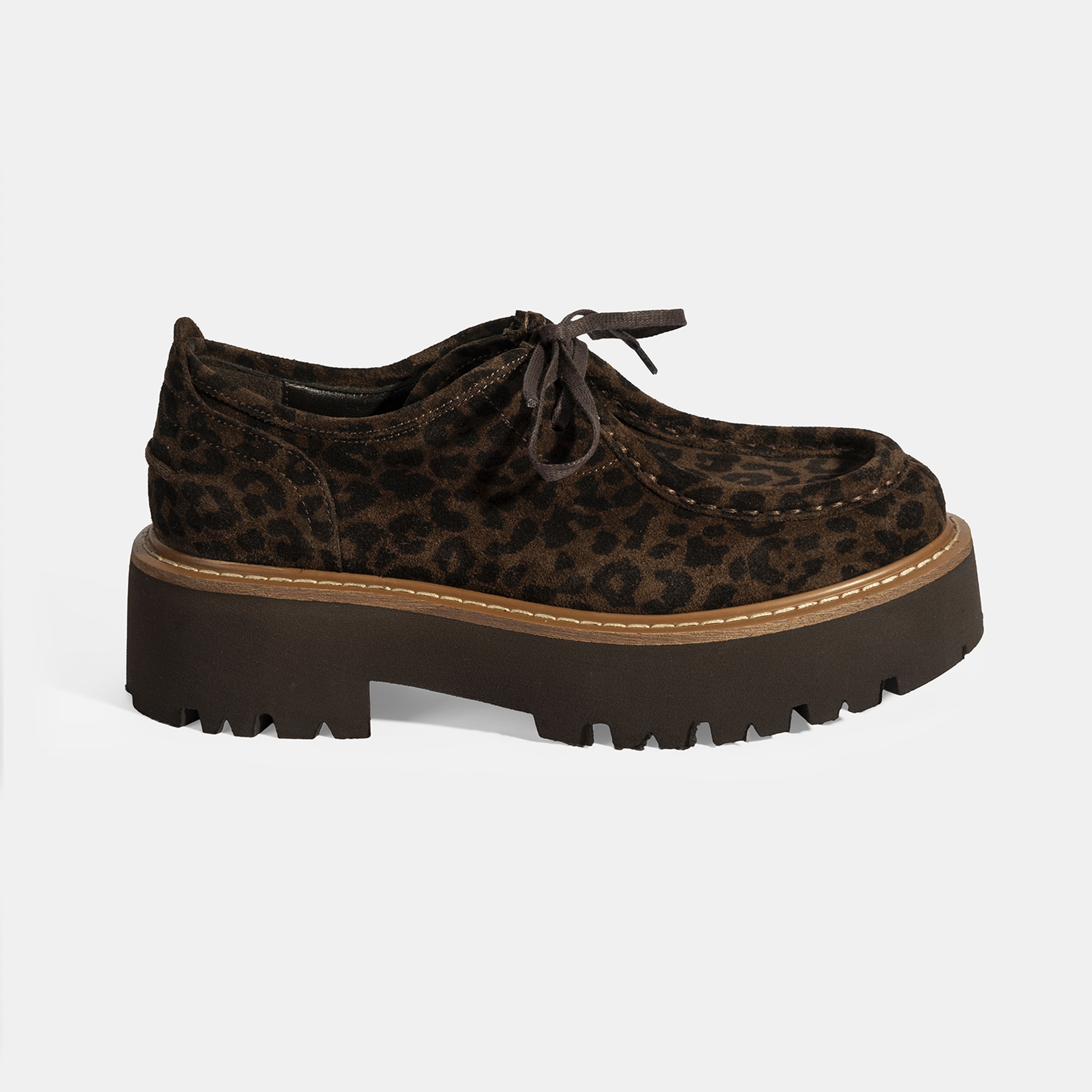 Kadın Leopar Desenli Bağcıklı Günlük Ayakkabı