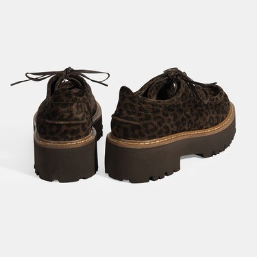  Kadın Leopar Desenli Bağcıklı Günlük Ayakkabı