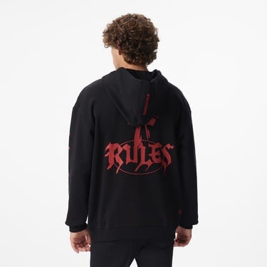  UNITED4 x Monkey Project 7 Rules Unisex Siyah Sweatshirt