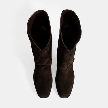  Kadın Kahve Katlama Detaylı Süet Bot