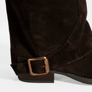  Kadın Kahve Katlama Detaylı Süet Bot