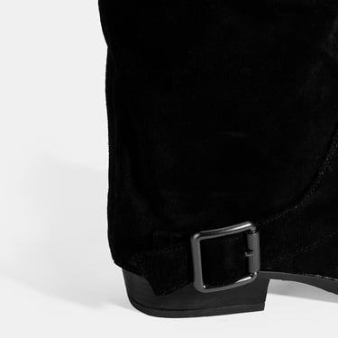  Kadın Siyah Katlama Detaylı Süet Bot