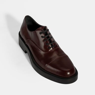  Kadın Bordo Bağcıklı Klasik Deri Ayakkabı
